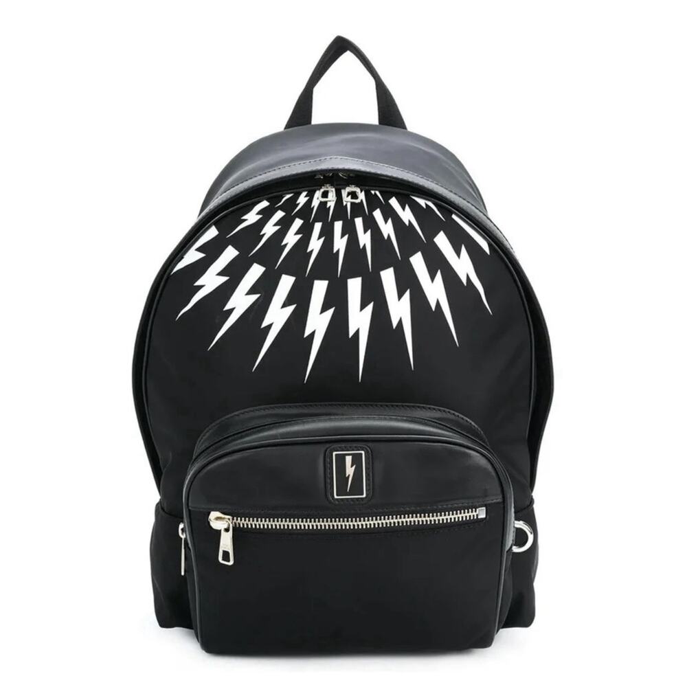 Neil Barrett Black Lightening Bolt Backpack Street wear